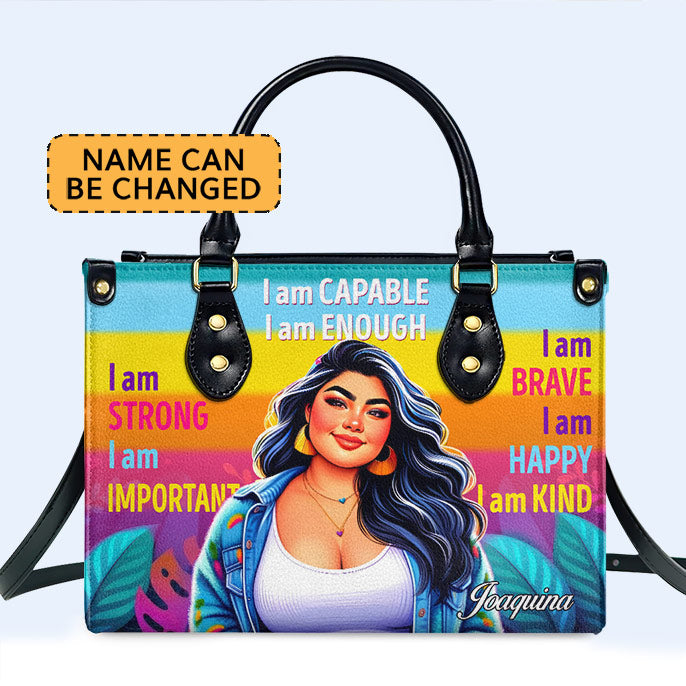 Ich bin fähig - personalisierte benutzerdefinierte Lederhandtasche - PG02