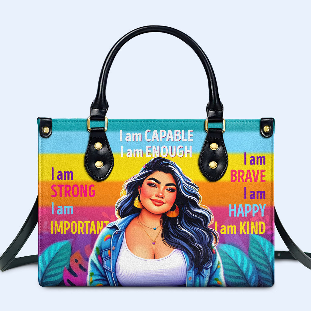 Ich bin fähig - personalisierte benutzerdefinierte Lederhandtasche - PG02