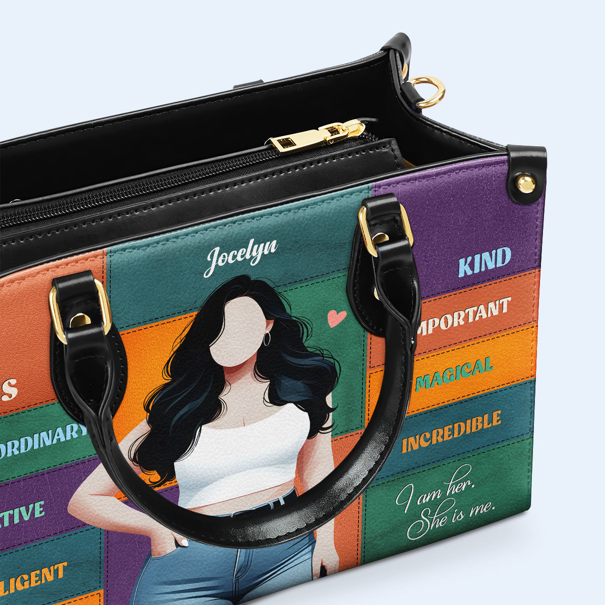 She Is - Personalisierte Lederhandtasche - PG03