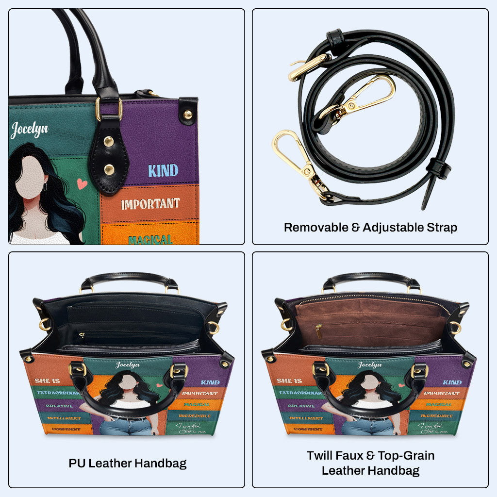 She Is - Personalisierte Lederhandtasche - PG03