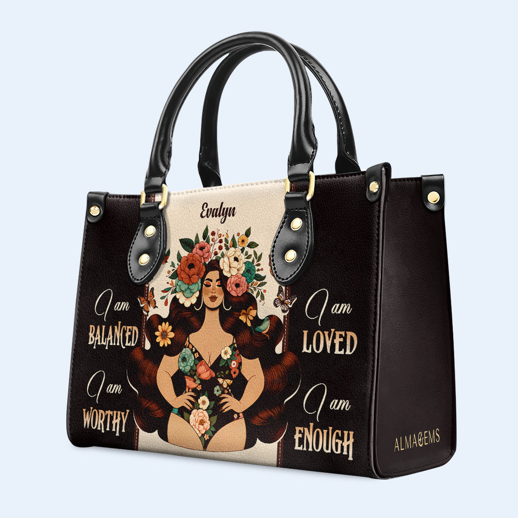 Ich bin ausgeglichen - Personalisierte Lederhandtasche - PG07
