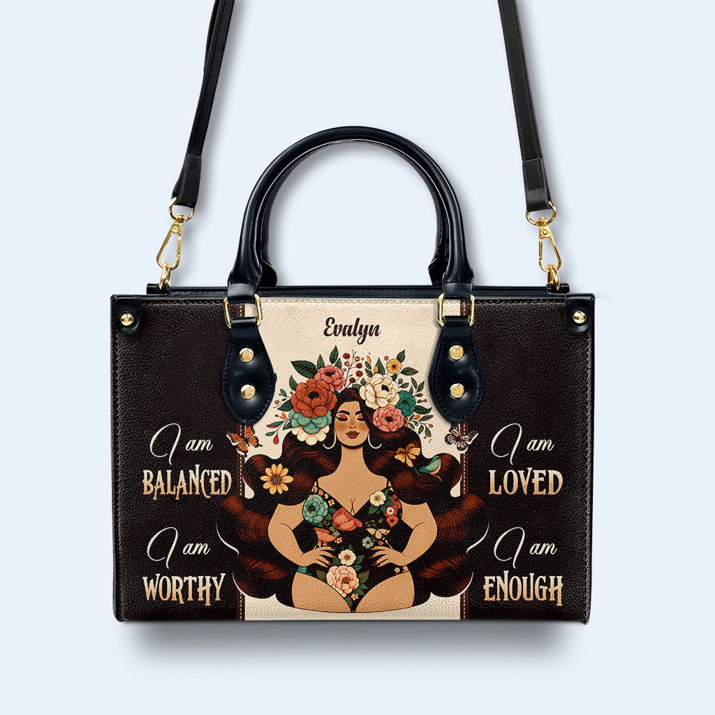 Ich bin ausgeglichen - Personalisierte Lederhandtasche - PG07