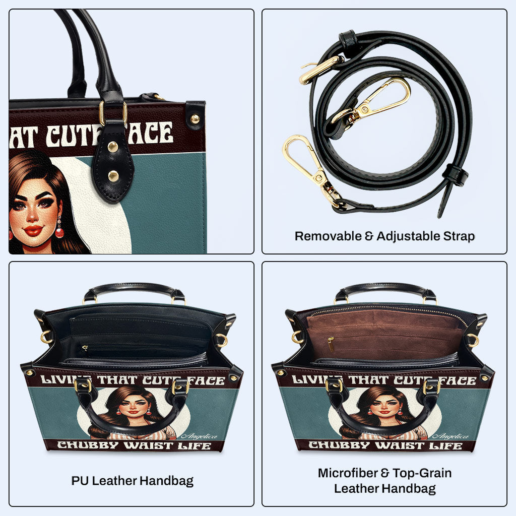 Living That Cute Face Chubby Waist Life - Personalisierte Lederhandtasche - PG08