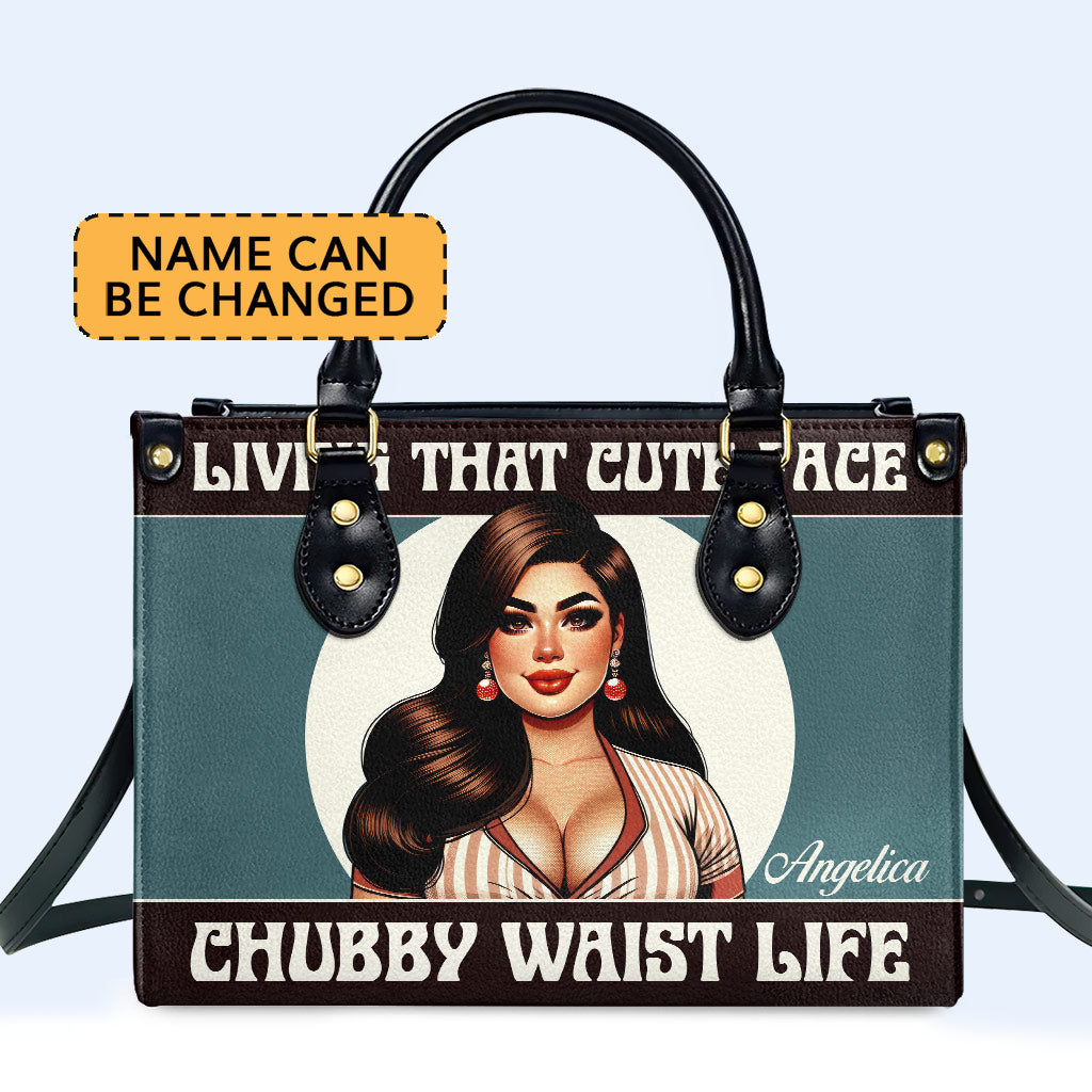 Living That Cute Face Chubby Waist Life - Personalisierte Lederhandtasche - PG08