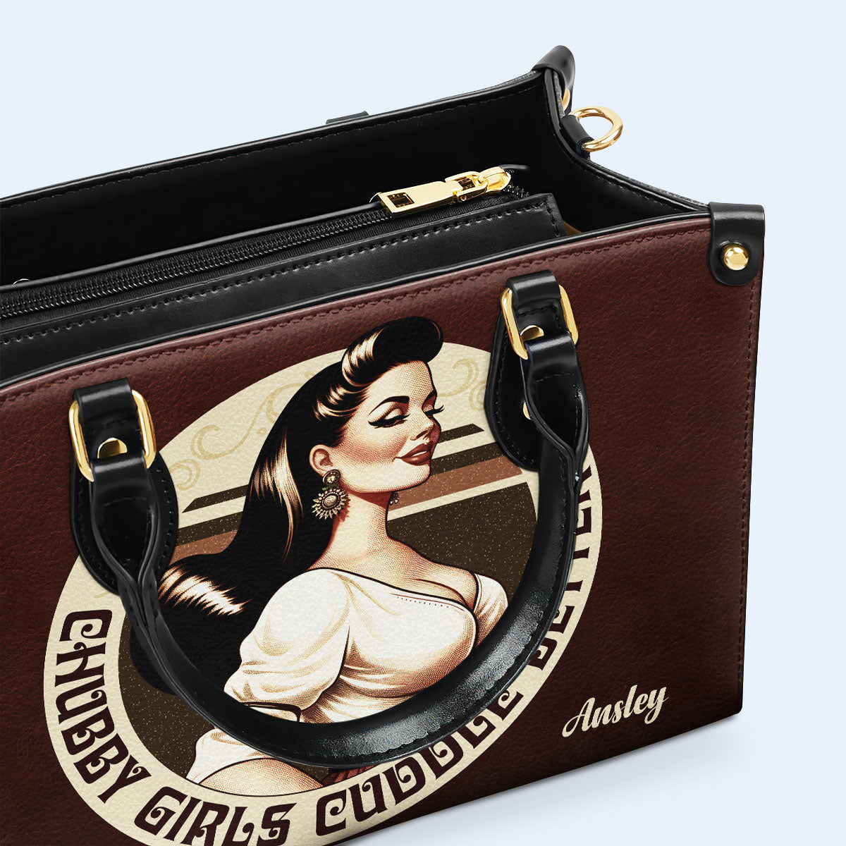 Chubby Girls Cuddle Better - Personalisierte Lederhandtasche - PG10