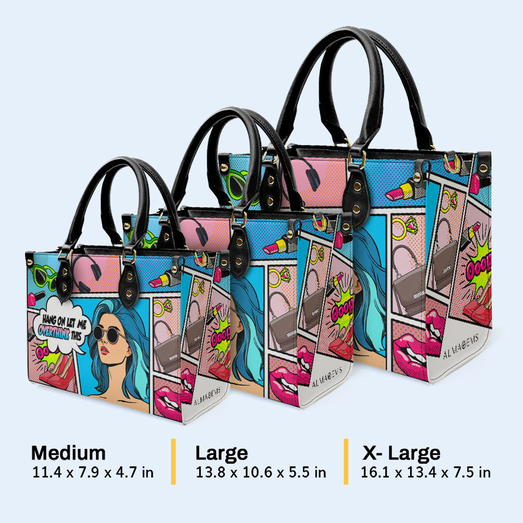 Moment, lass mich darüber nachdenken – personalisierte Lederhandtasche – QCUS005_HB