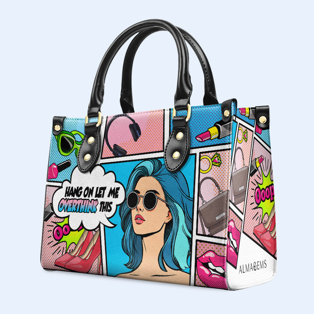 Moment, lass mich darüber nachdenken – personalisierte Lederhandtasche – QCUS005_HB