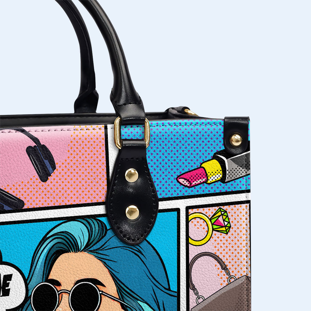 Moment, lass mich darüber nachdenken – personalisierte Lederhandtasche – QCUS005_HB