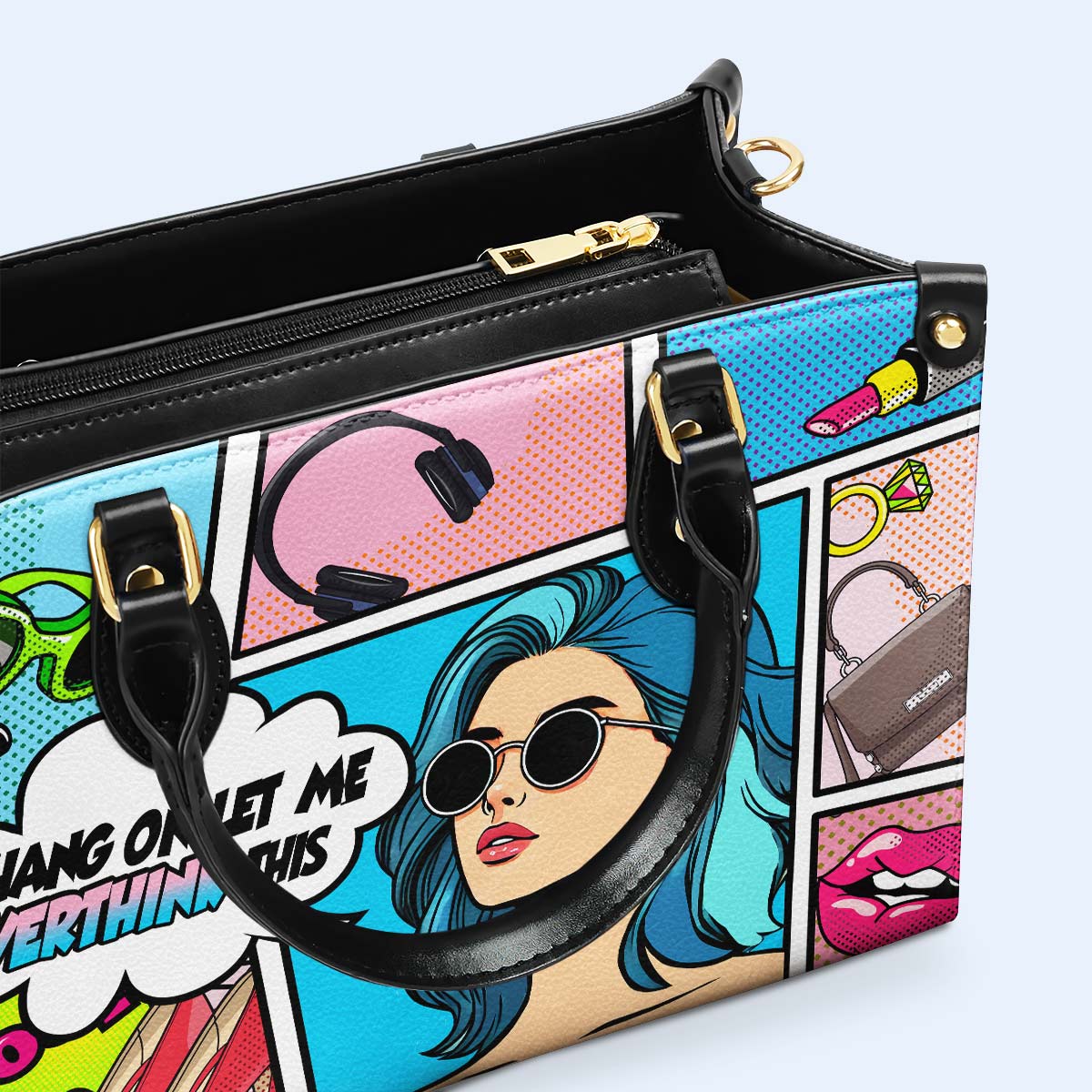 Moment, lass mich darüber nachdenken – personalisierte Lederhandtasche – QCUS005_HB