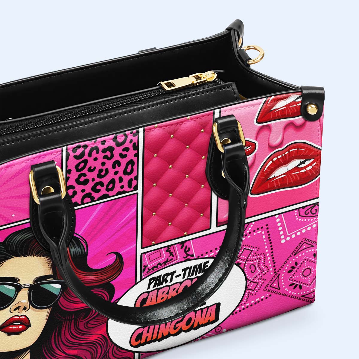 Part-time Cabrona, Full-time Chingona - Personalized Custom Leather Handbag - QCUS008_HB