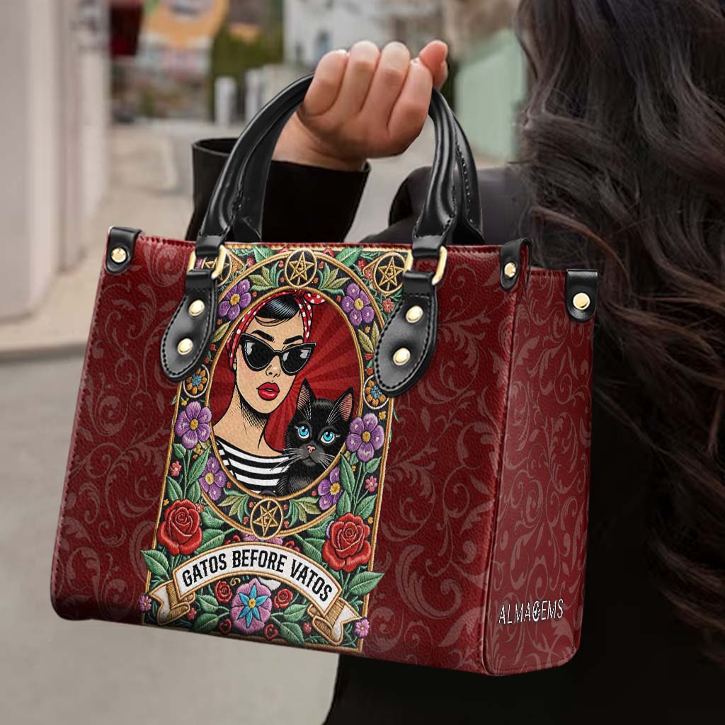 GATOS BEFORE VATOS - Personalisierte Lederhandtasche - QCUS036_HB