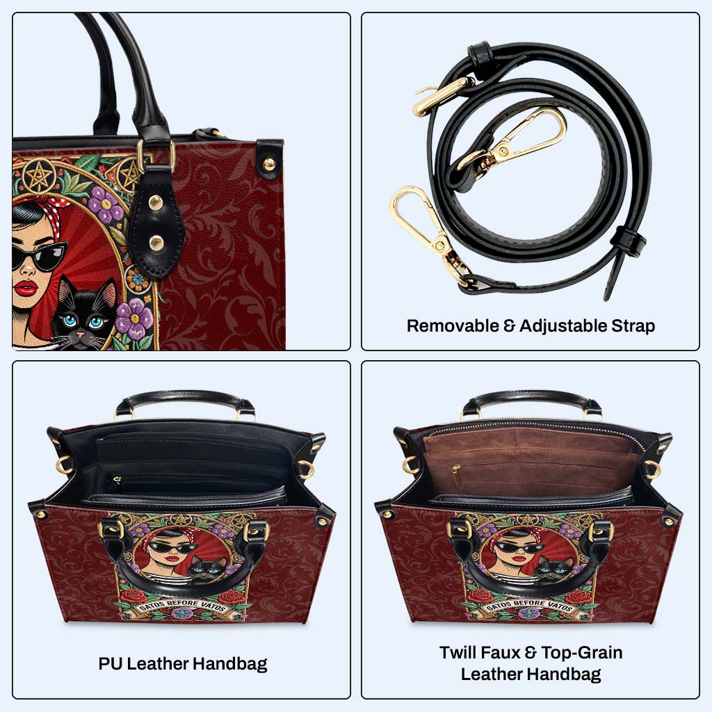 GATOS BEFORE VATOS - Personalisierte Lederhandtasche - QCUS036_HB