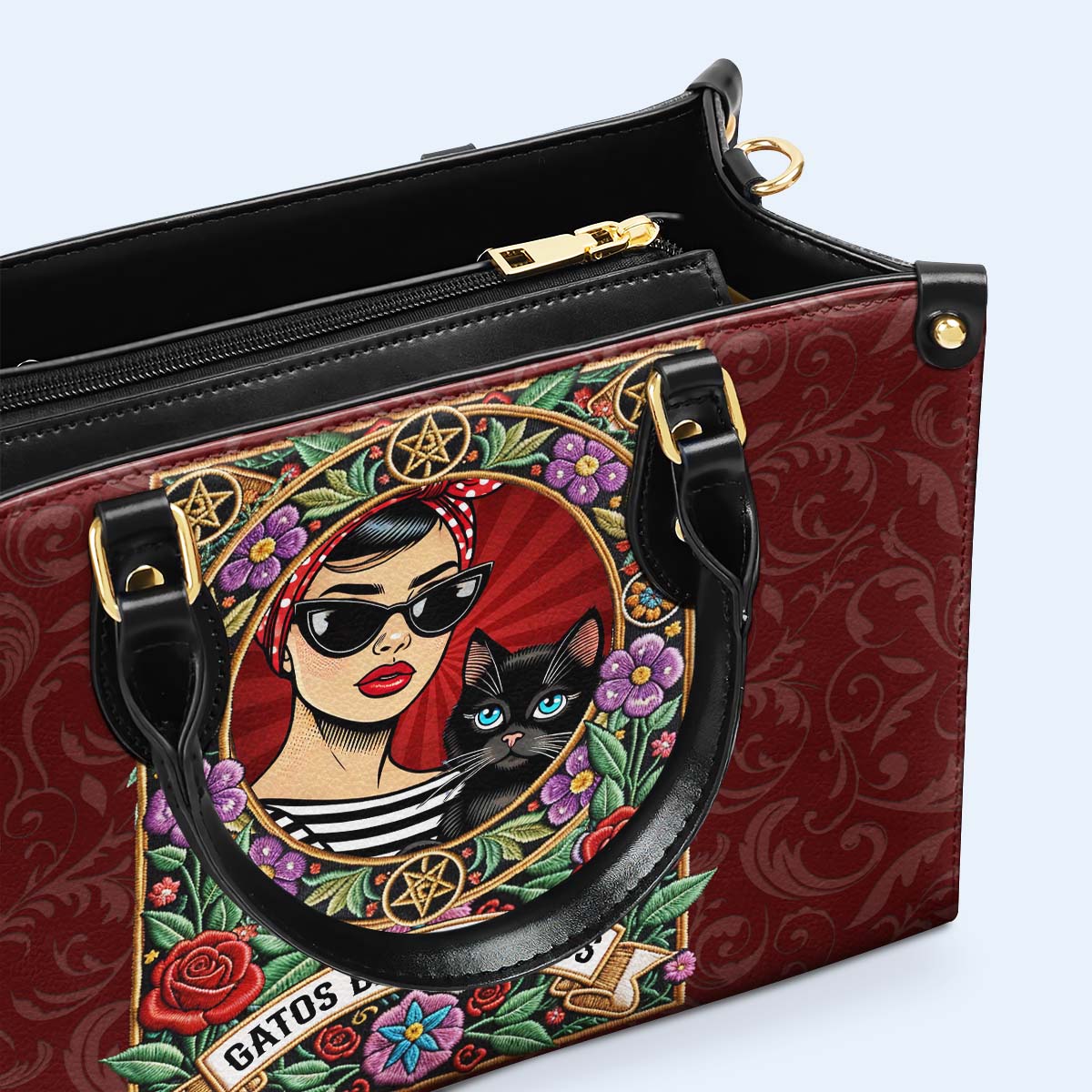 GATOS BEFORE VATOS - Personalisierte Lederhandtasche - QCUS036_HB