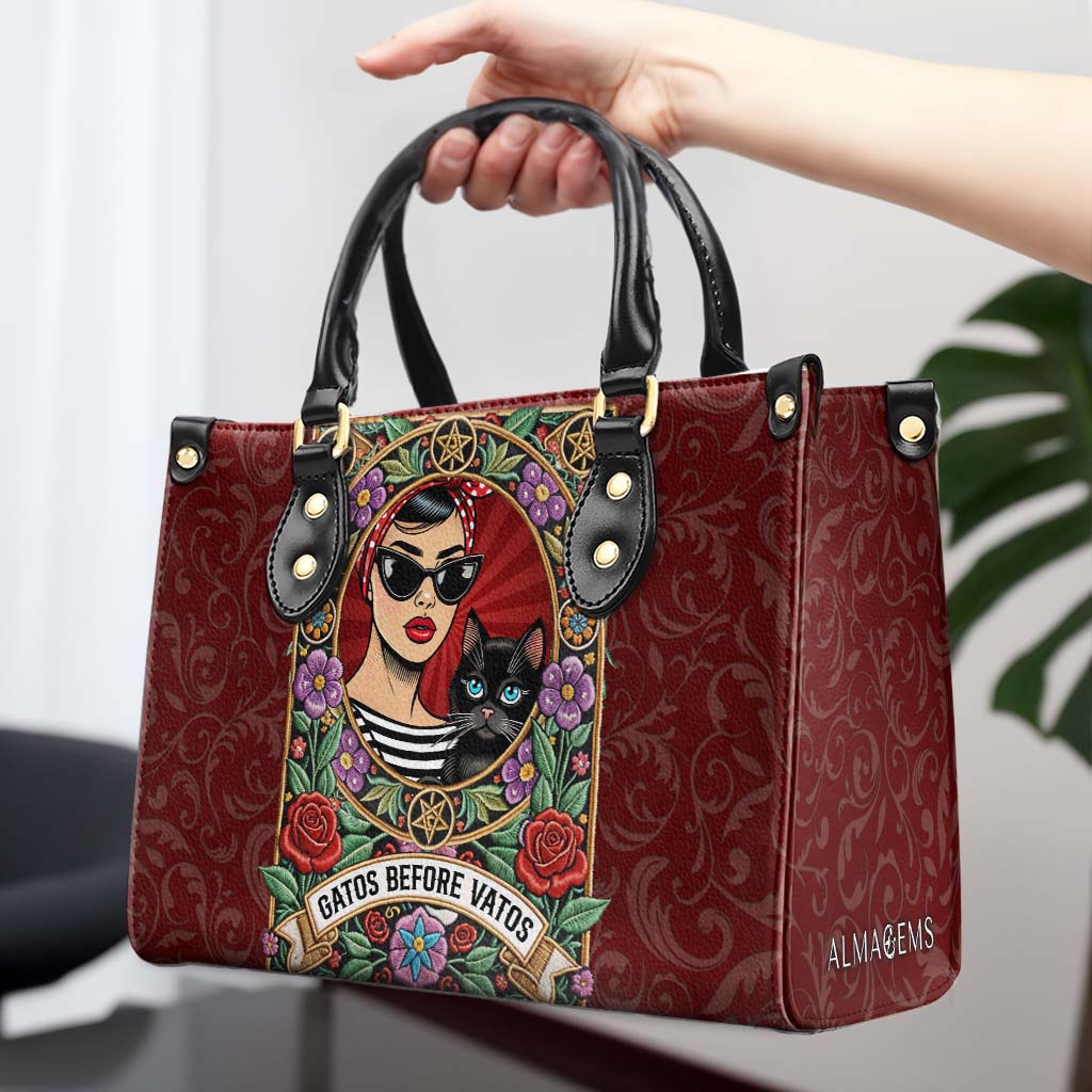 GATOS BEFORE VATOS - Personalisierte Lederhandtasche - QCUS036_HB