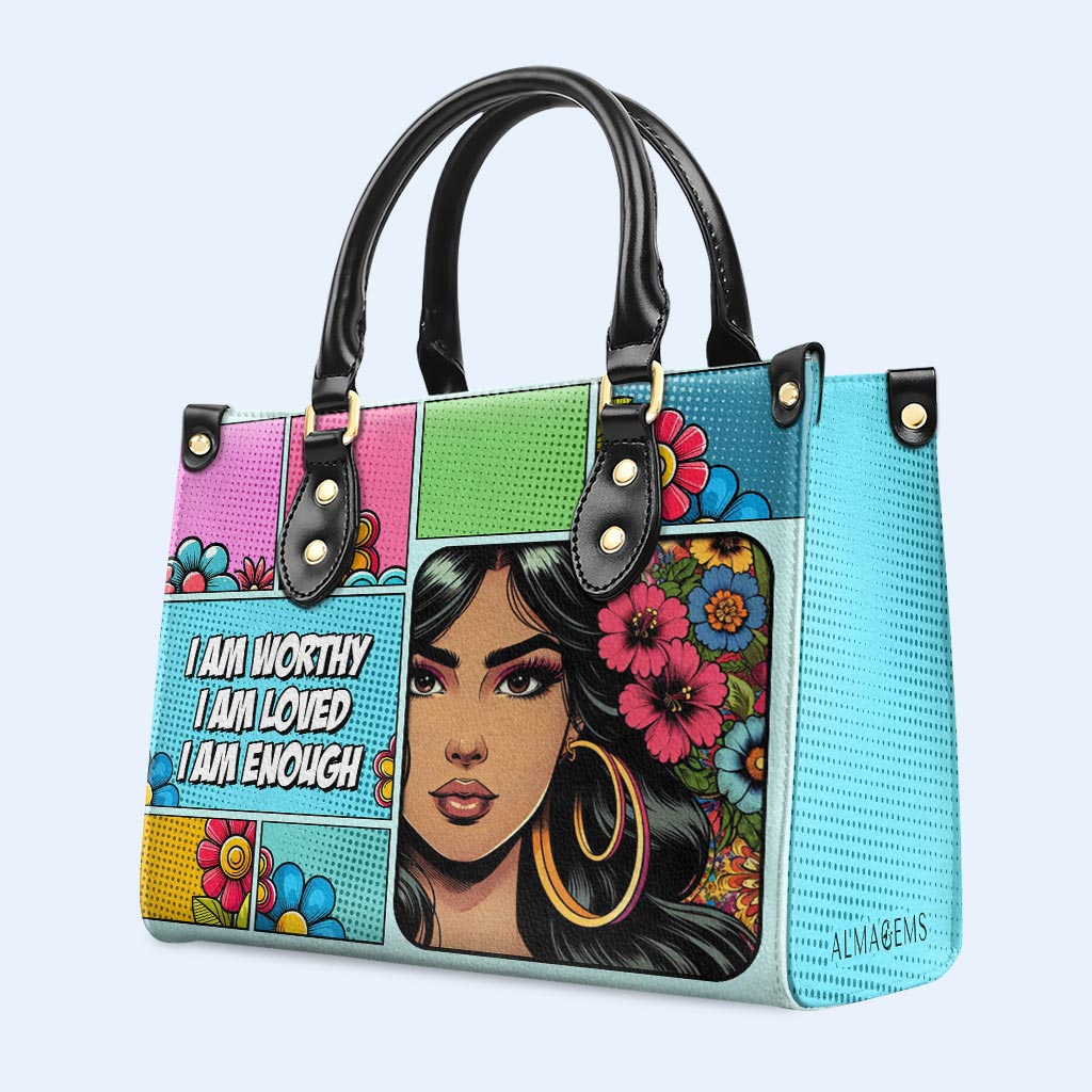 Personalisieren Sie Ihre charakteristische Lederhandtasche mit individueller Kunst und Text - QCUSTOM08