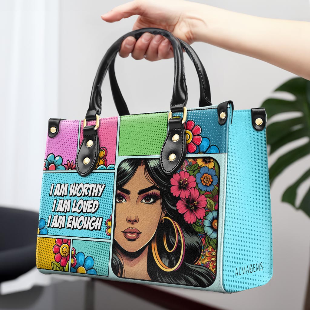 Personalisieren Sie Ihre charakteristische Lederhandtasche mit individueller Kunst und Text - QCUSTOM08