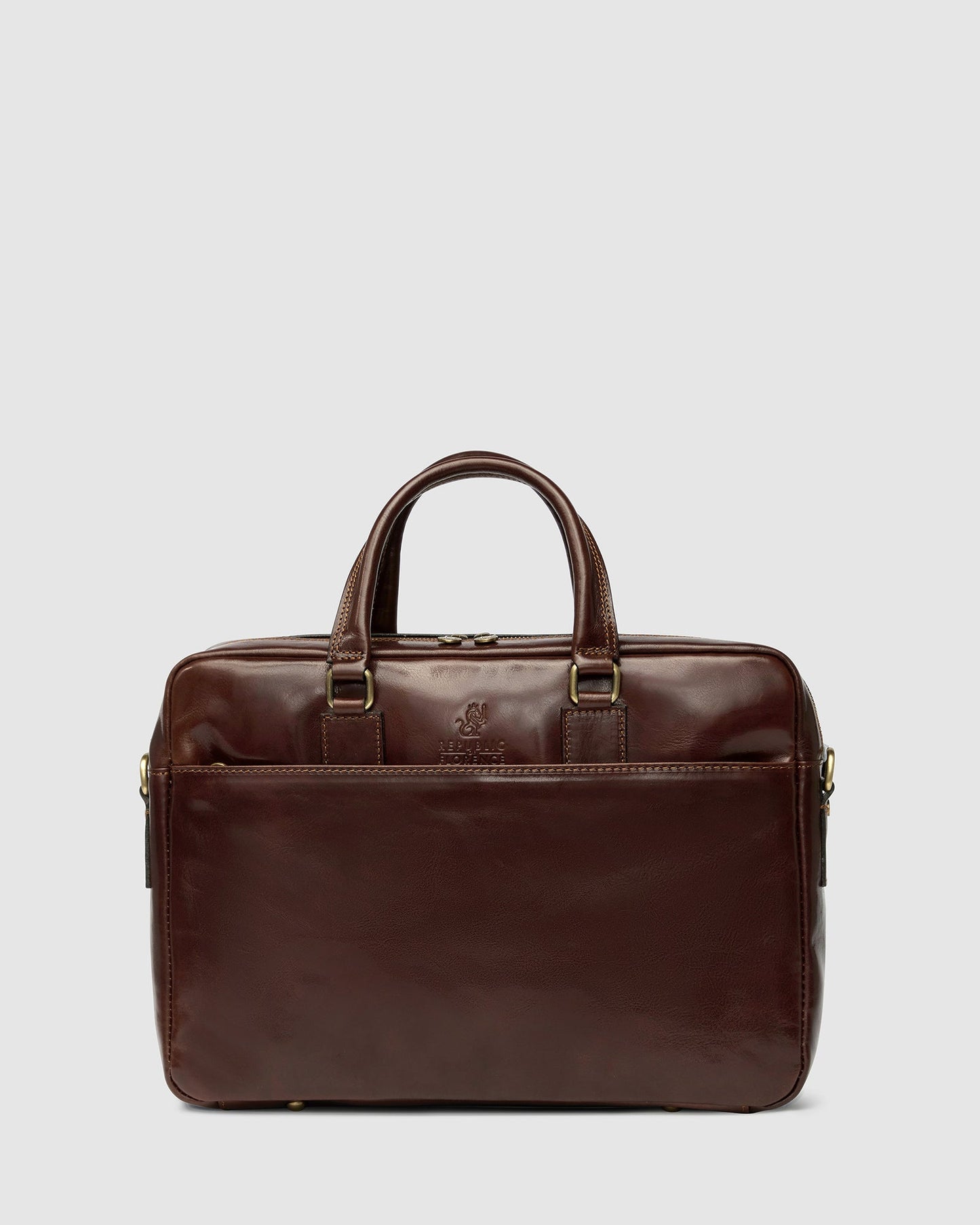 Tokyo Brown - Schlanke Laptop-Aktentasche aus Leder