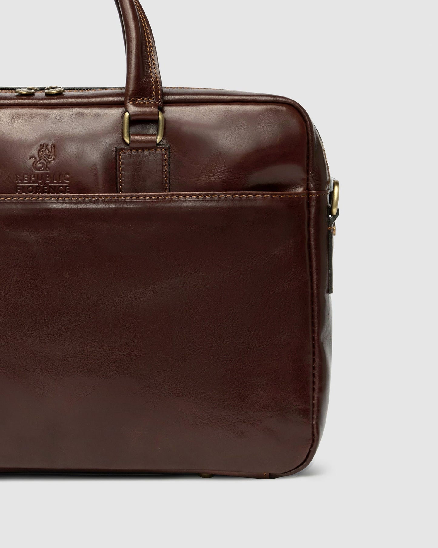 Tokyo Brown - Schlanke Laptop-Aktentasche aus Leder