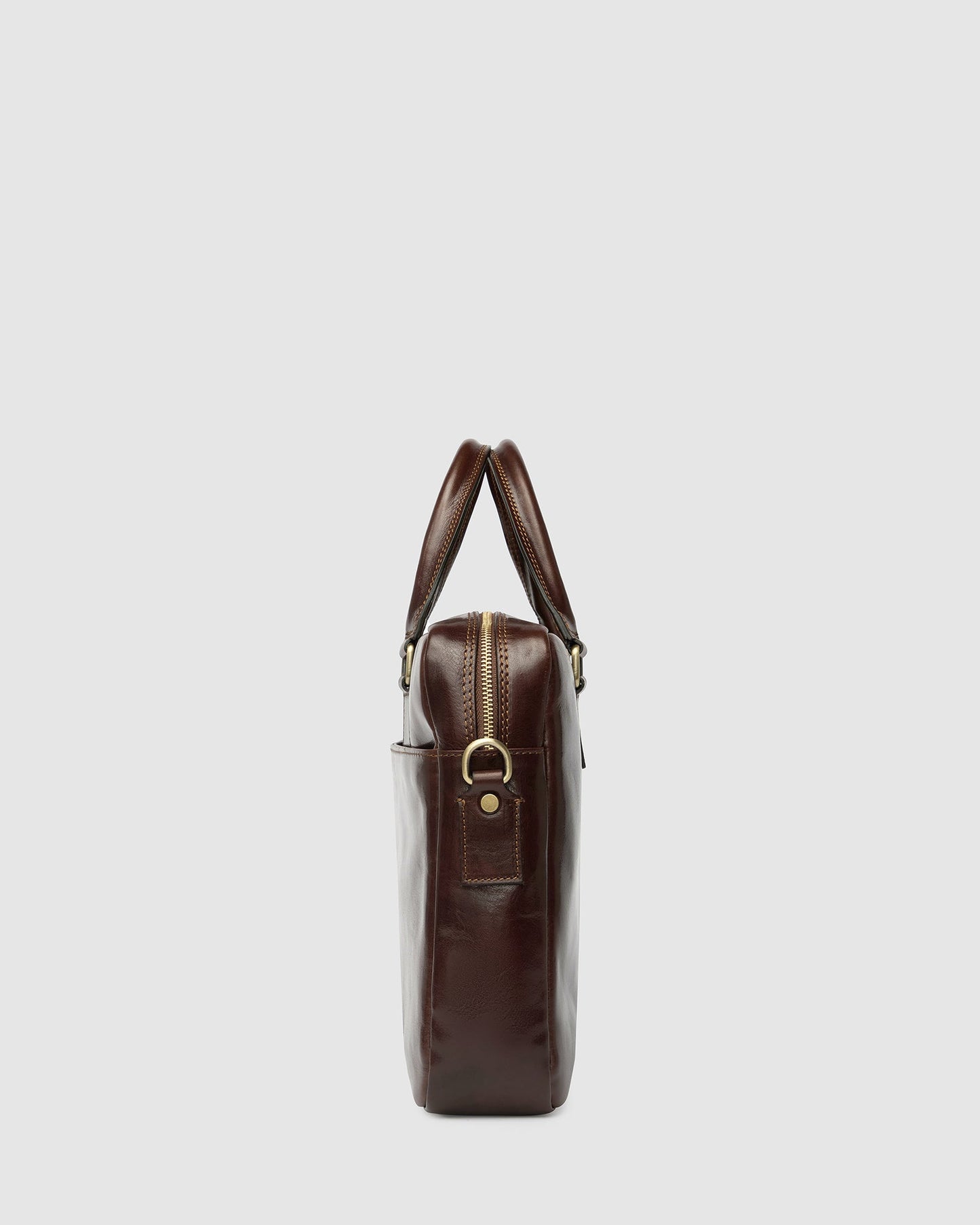 Tokyo Brown - Schlanke Laptop-Aktentasche aus Leder