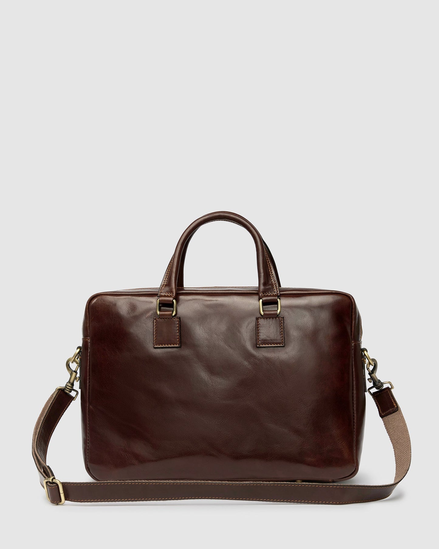 Tokyo Brown - Schlanke Laptop-Aktentasche aus Leder
