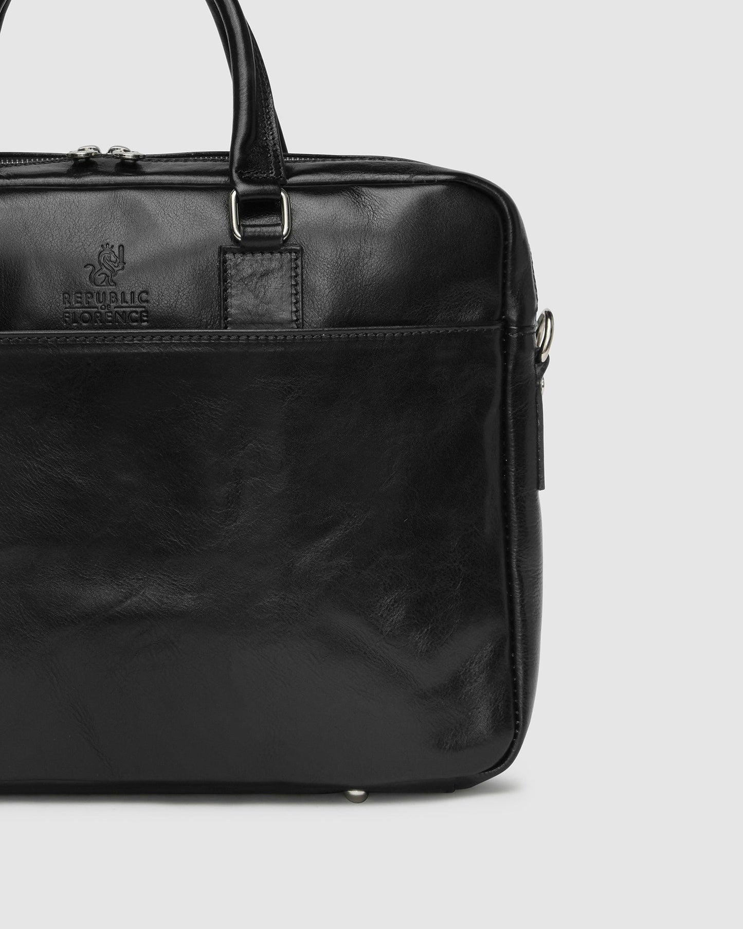 Tokyo Black - Schlanke Laptop-Aktentasche aus Leder