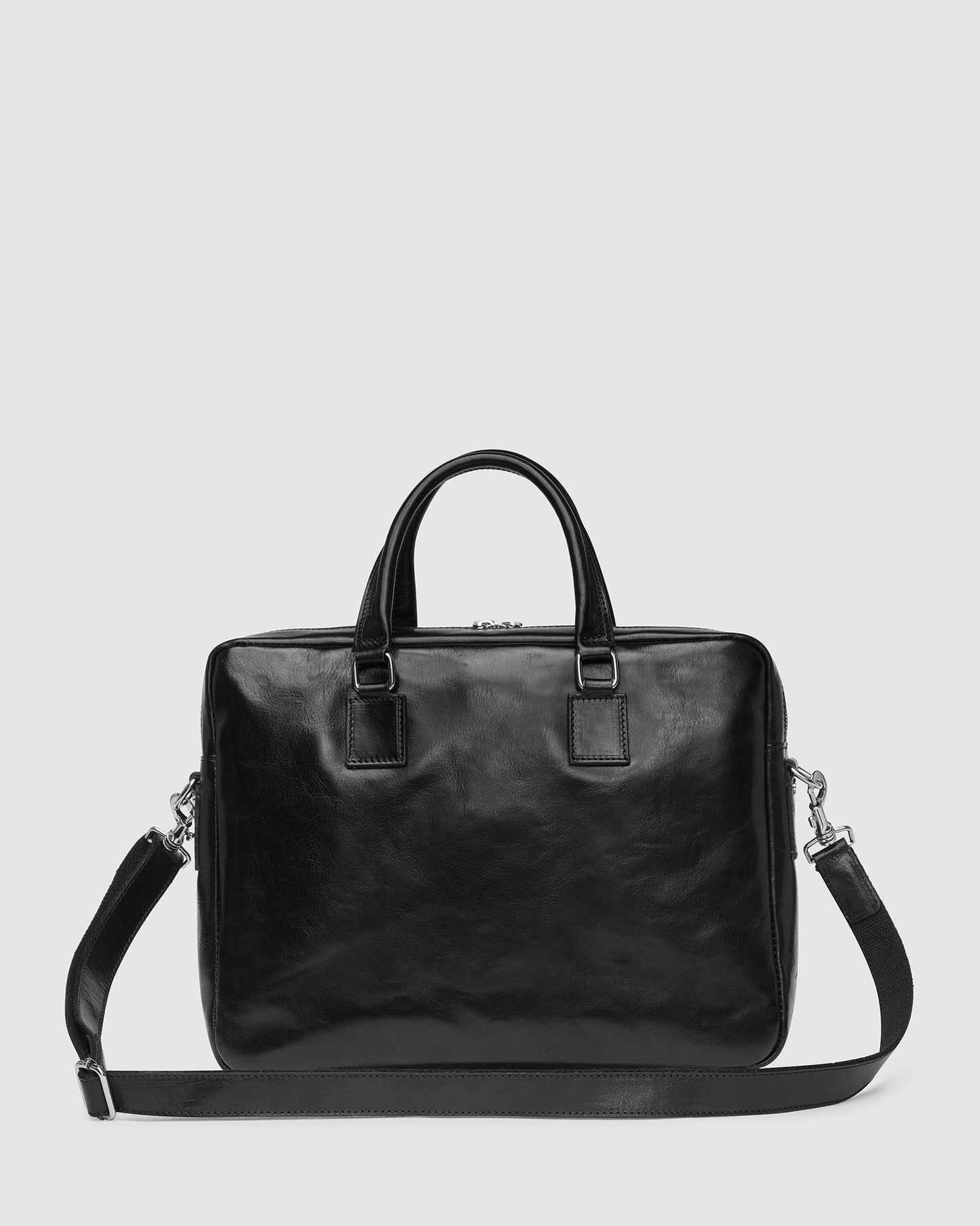 Tokyo Black - Schlanke Laptop-Aktentasche aus Leder