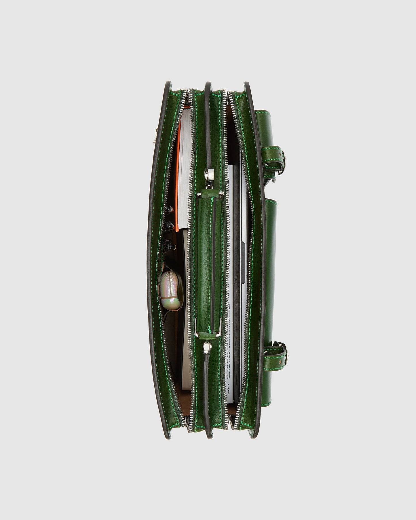 Munich Green - Aktentasche aus Leder mit zwei Fächern