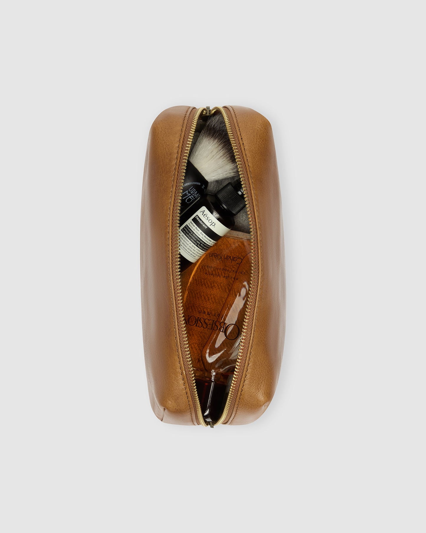 Otto Dopp Kit Matt Tan - Leather Toiletry Bag