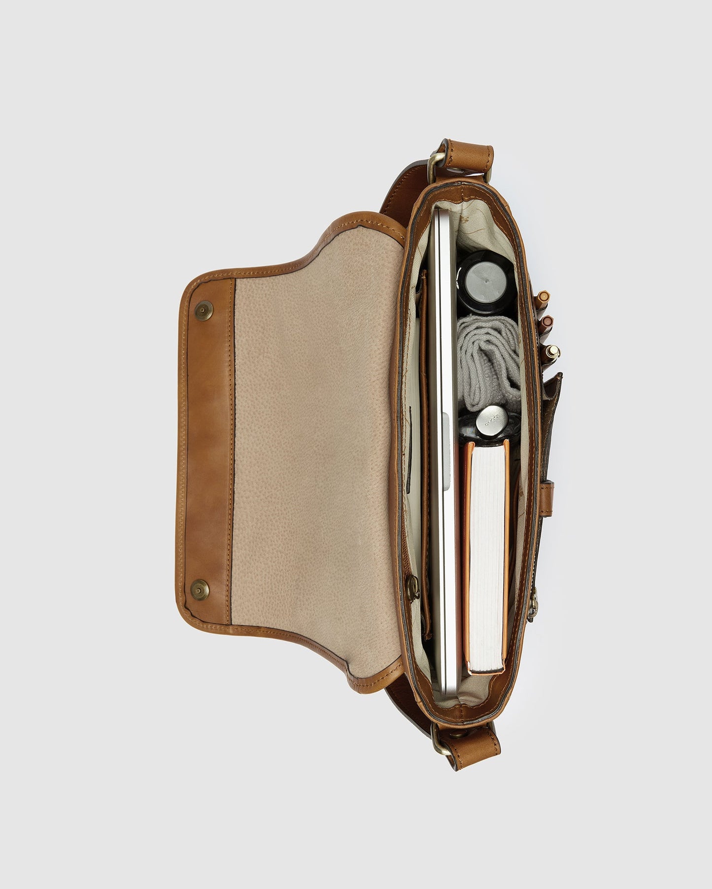 Aurelian Matt Tan - 13" Laptop-Messenger aus Leder