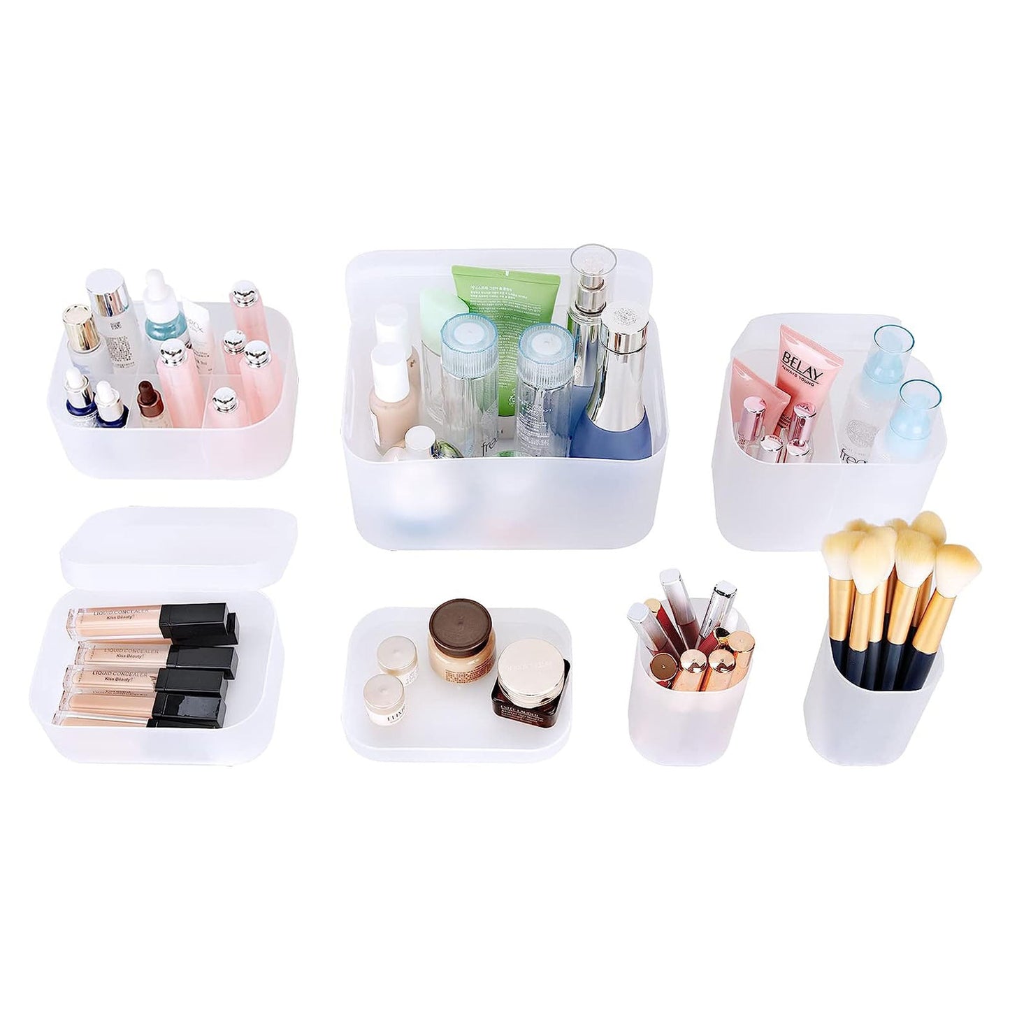 6-teiliges stapelbares transparentes Make-up-Organizer-Halter-Set