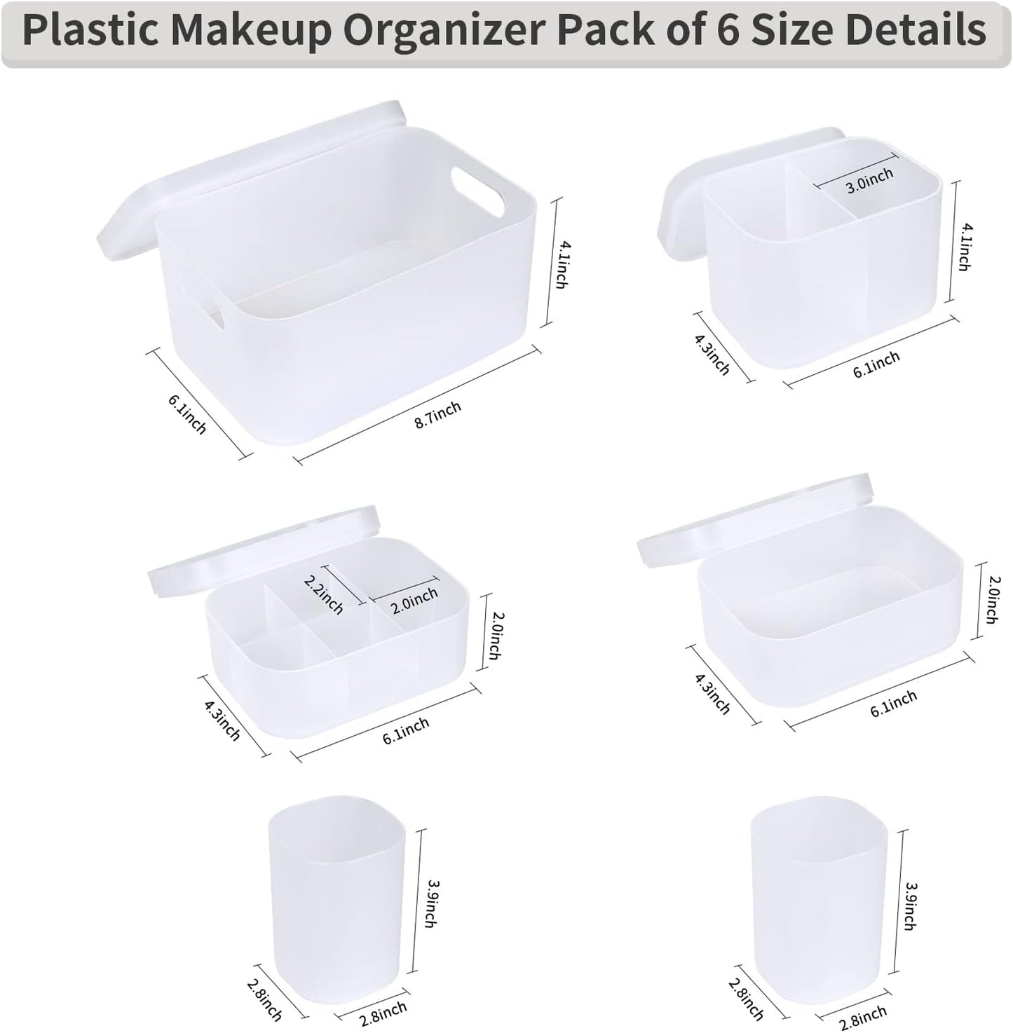 6-teiliges stapelbares transparentes Make-up-Organizer-Halter-Set