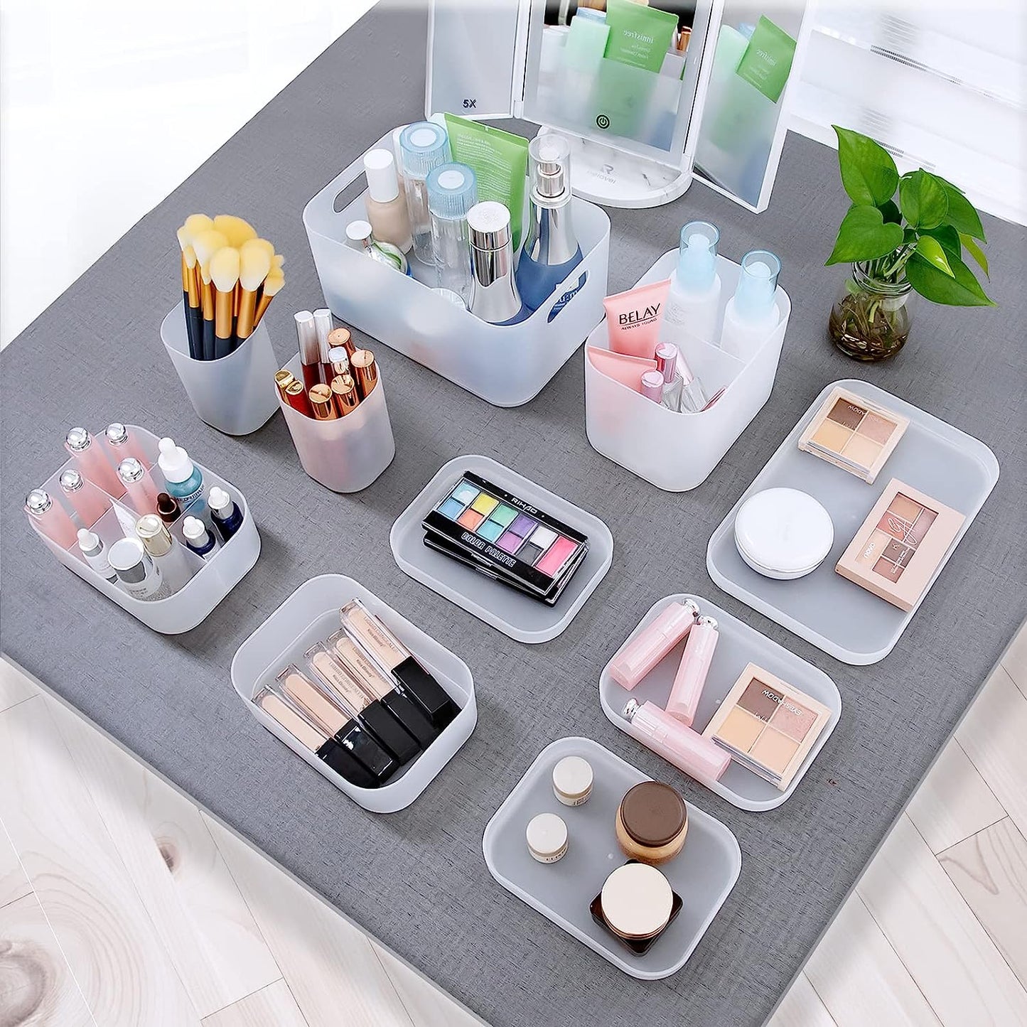 6-teiliges stapelbares transparentes Make-up-Organizer-Halter-Set