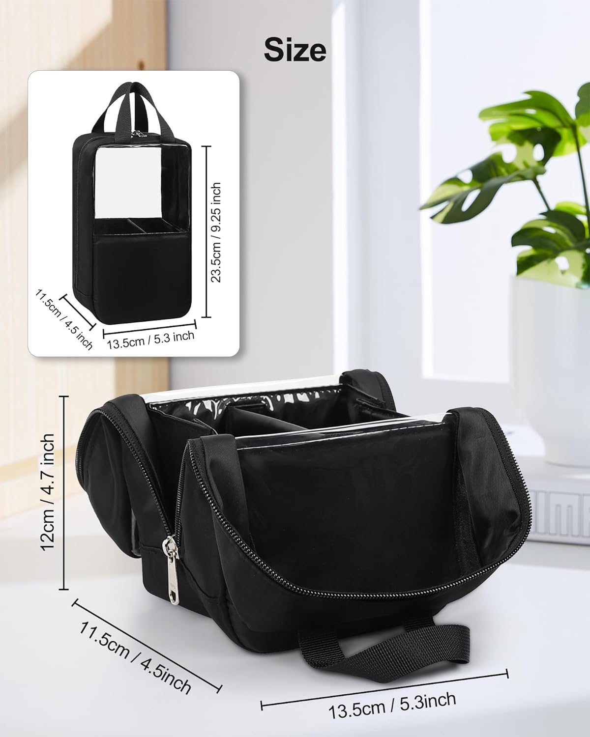 Großer, transparenter Make-up-Pinselhalter in Schwarz