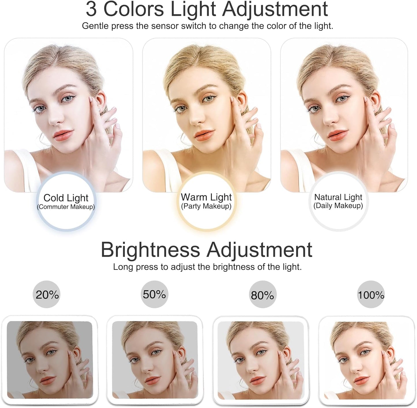 Relavel Großer Make-up-Koffer mit LED-Spiegel, Schwarz