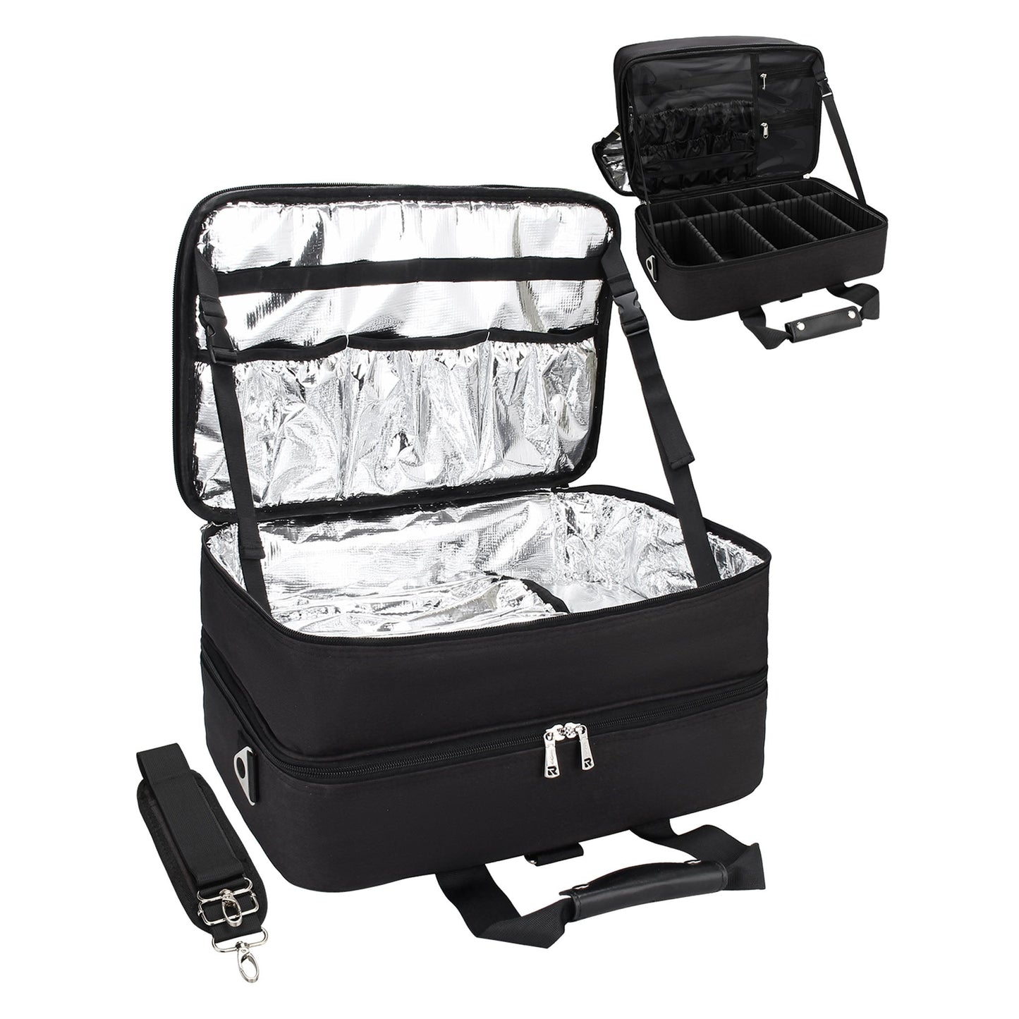Große, schwarze, professionelle Make-up-Tasche für Visagisten oder Friseure
