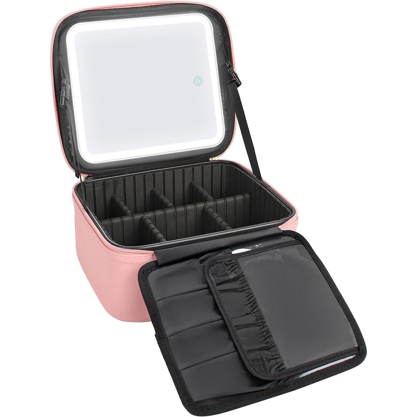 Relavel – Kleiner Make-up-Koffer mit beleuchtetem Spiegel, Schwarz