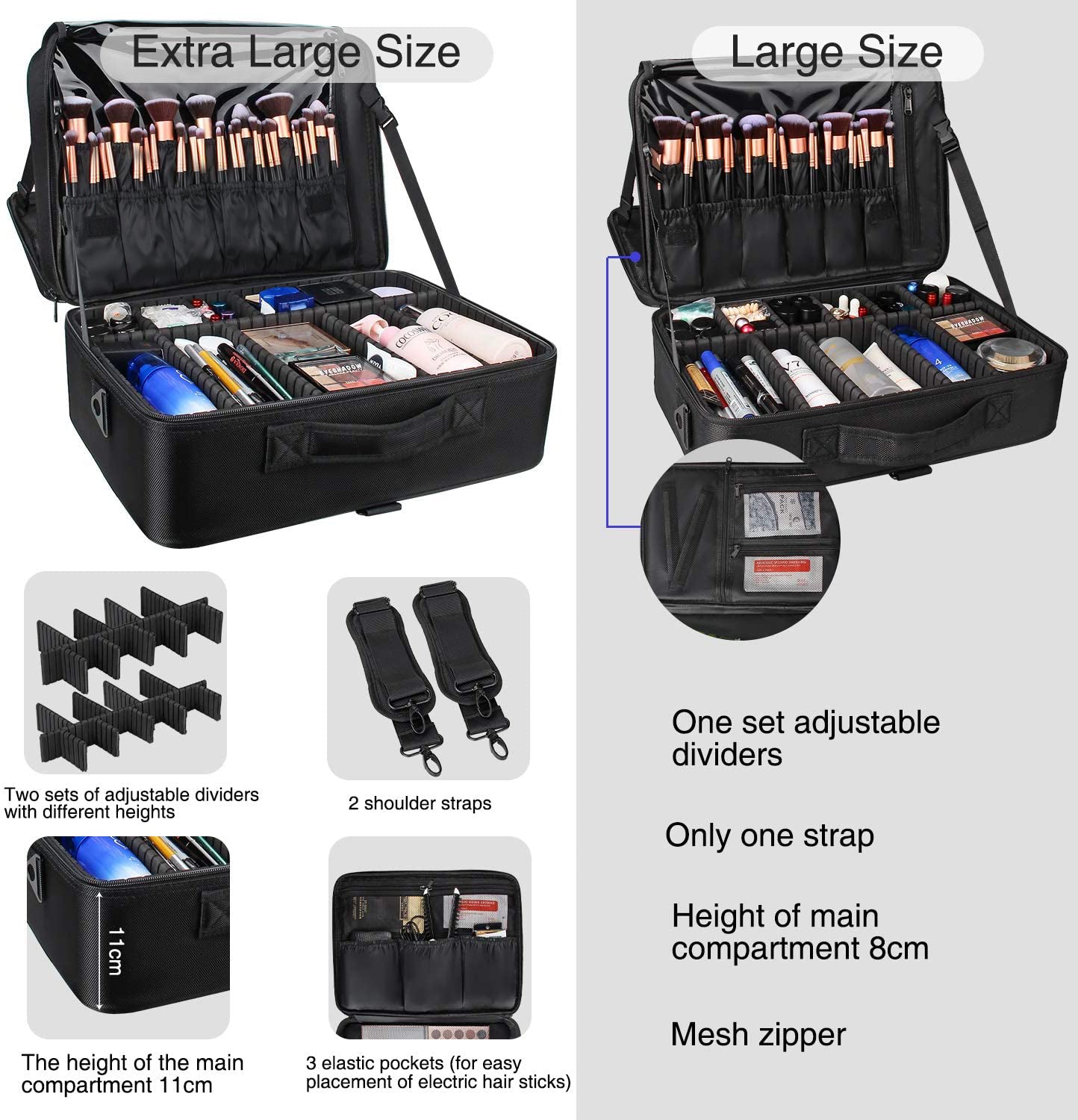Schwarzer, extragroßer Make-up-Koffer