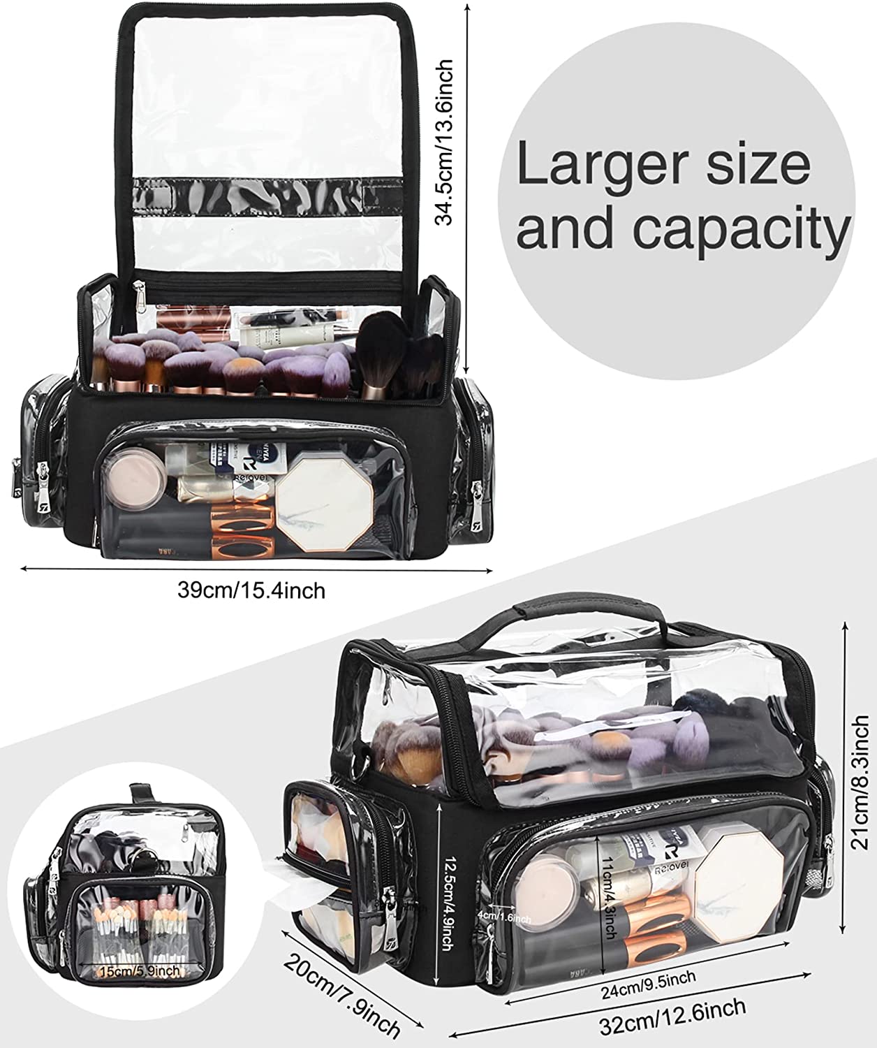Relavel Transparentes, extragroßes professionelles Pinseletui für Make-up-Artists