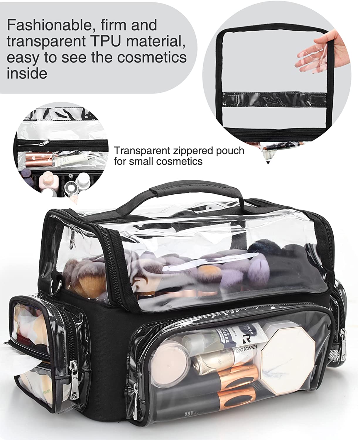Relavel Transparentes, extragroßes professionelles Pinseletui für Make-up-Artists