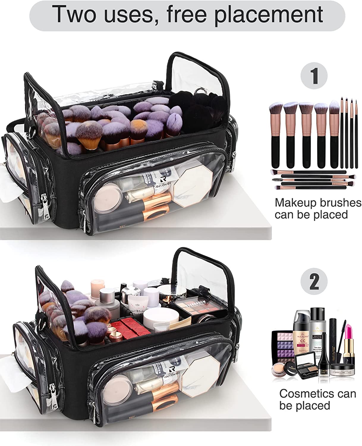 Relavel Transparentes, extragroßes professionelles Pinseletui für Make-up-Artists