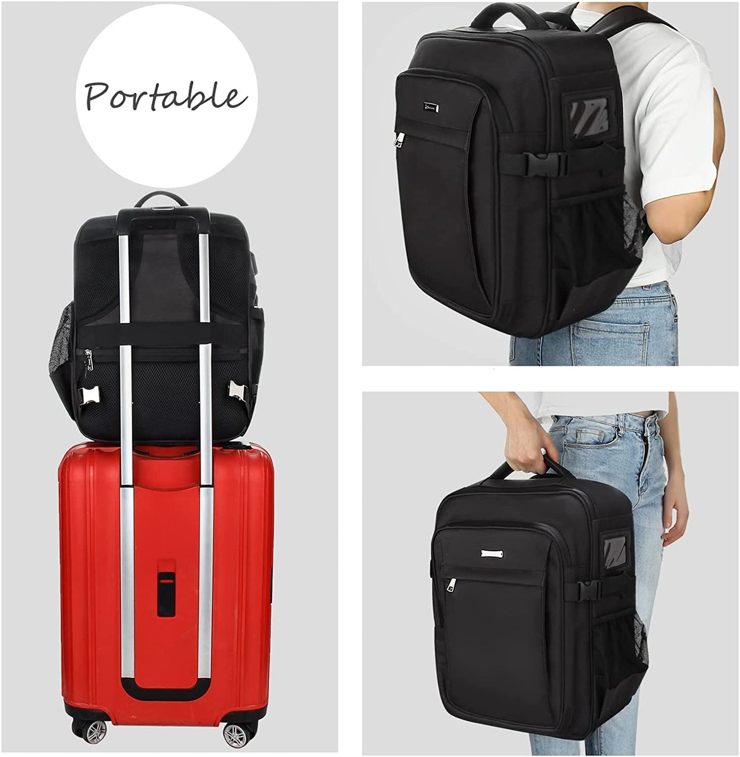 Neue professionelle, extragroße Make-up-Tasche für Make-up-Artists, mit verstellbarer Kunststoff-Unterteilung (schwarz)