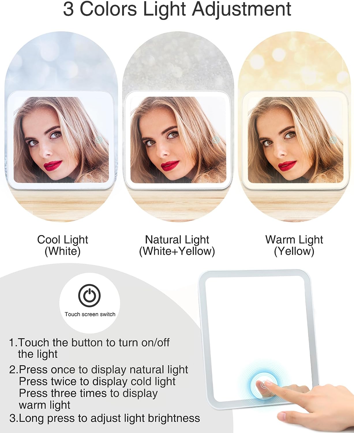 Relavel – Kleiner Make-up-Koffer mit beleuchtetem Spiegel, Schwarz