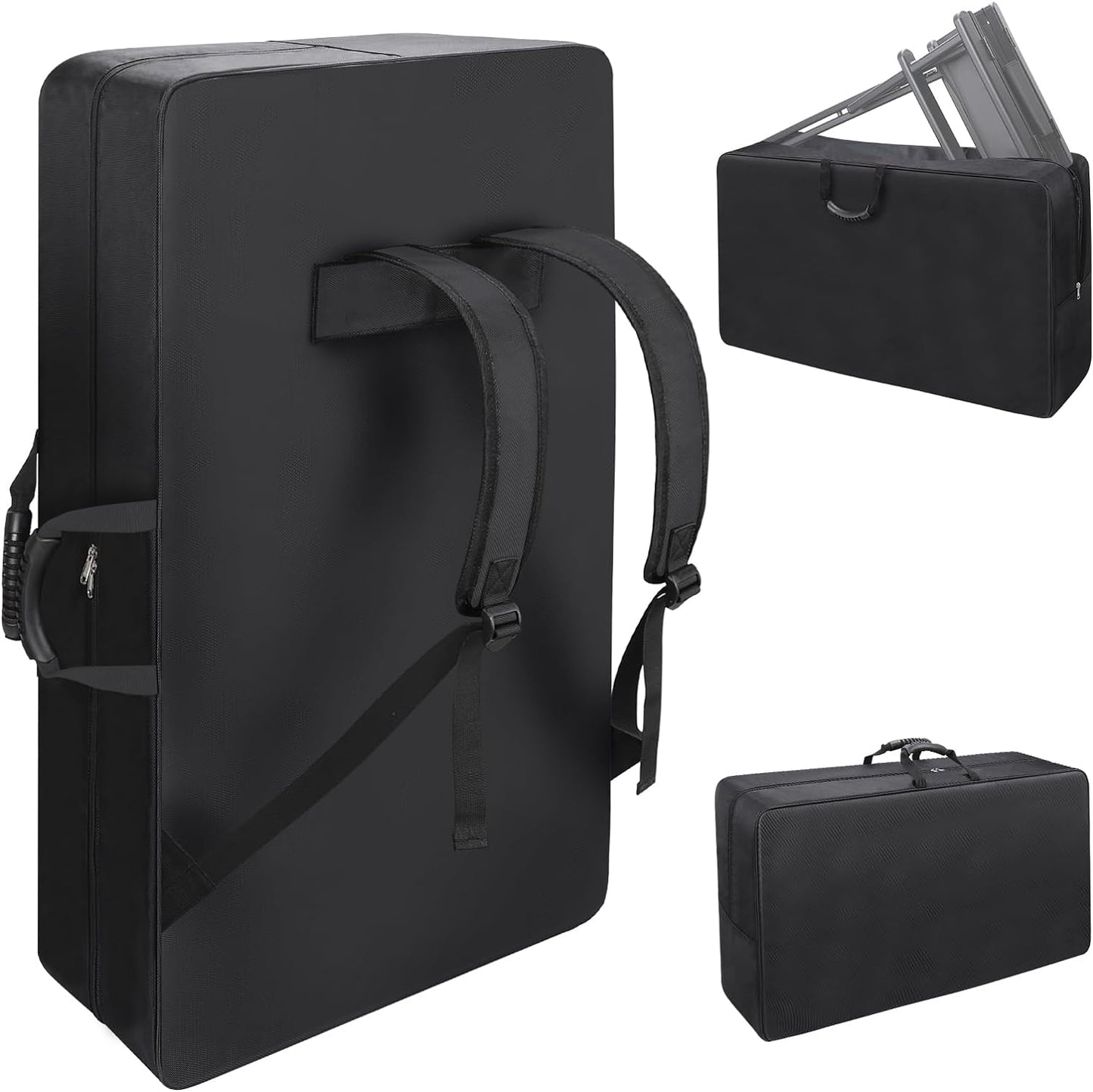 Tragbarer Make-up-Artist-Stuhl mit zwei seitlichen Aufbewahrungstaschen, Fußstütze und Rucksack-Tragetasche