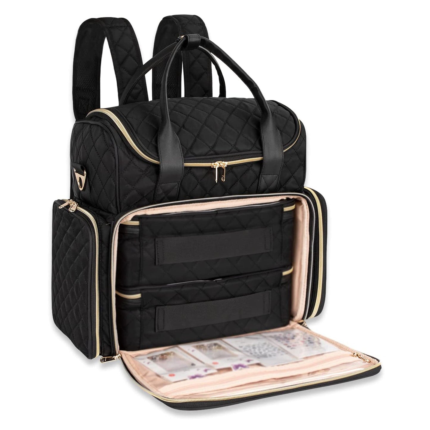 Relavel Nagellack-Organizer-Rucksack mit 2 herausnehmbaren Taschen