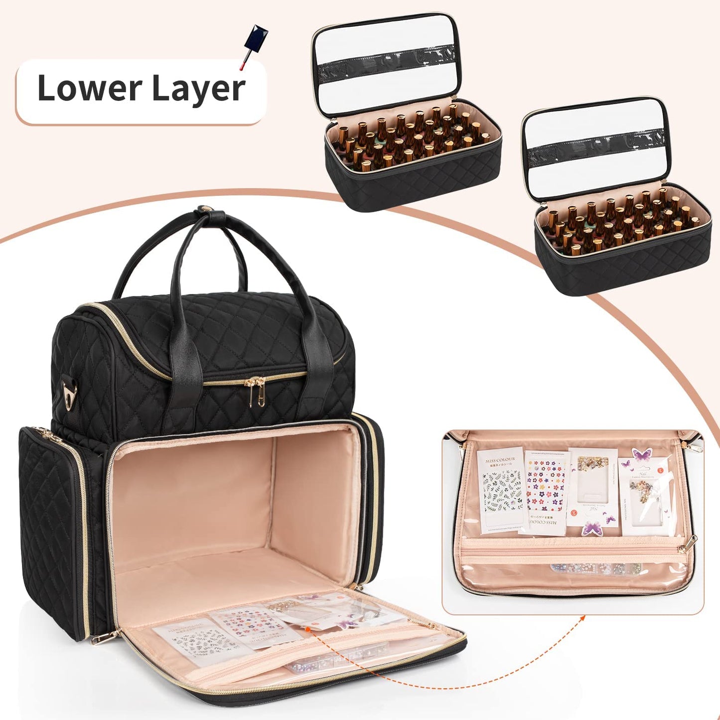 Relavel Nagellack-Organizer-Rucksack mit 2 herausnehmbaren Taschen