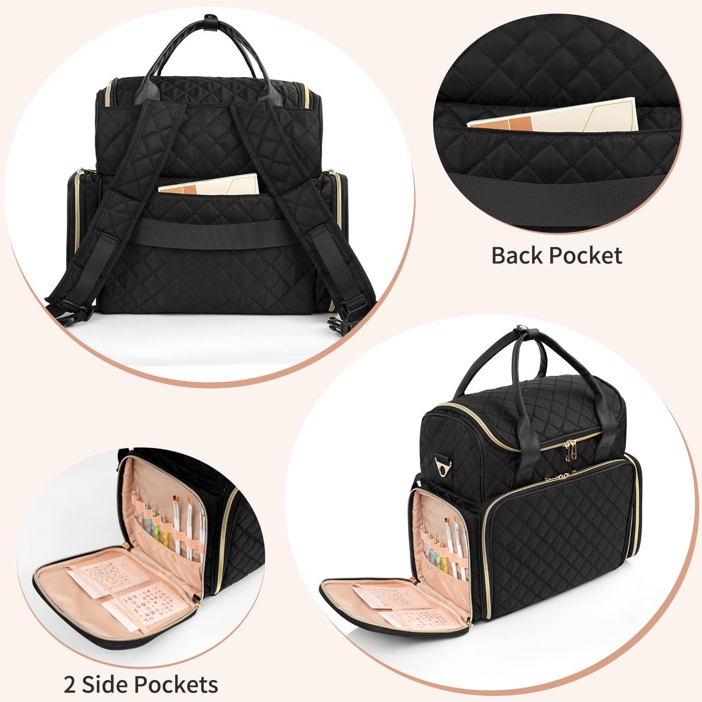 Relavel Nagellack-Organizer-Rucksack mit 2 herausnehmbaren Taschen