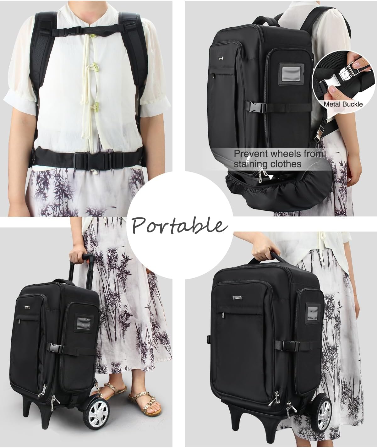 Neuer extragroßer professioneller Trolley-Make-up-Rucksack mit abnehmbarem Trolley und großen Rädern