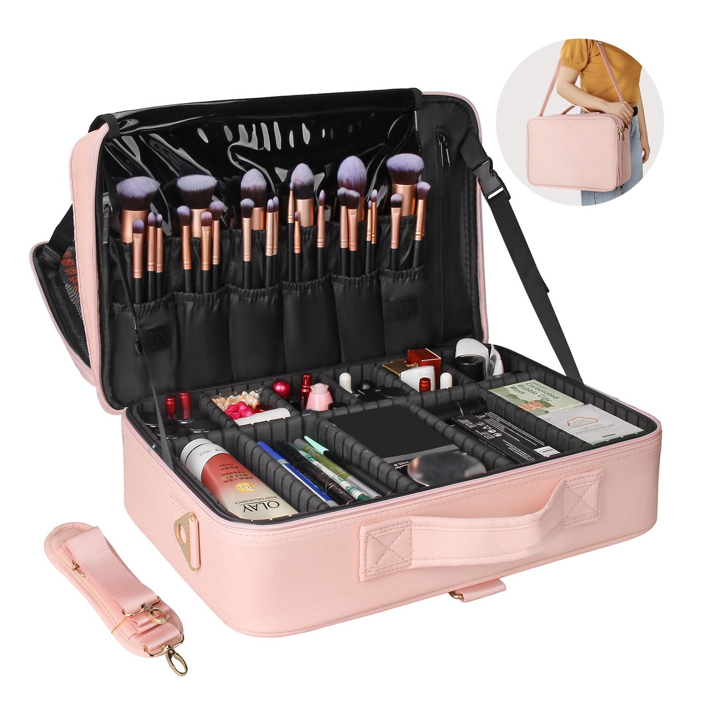 Rosa, großer Make-up-Koffer