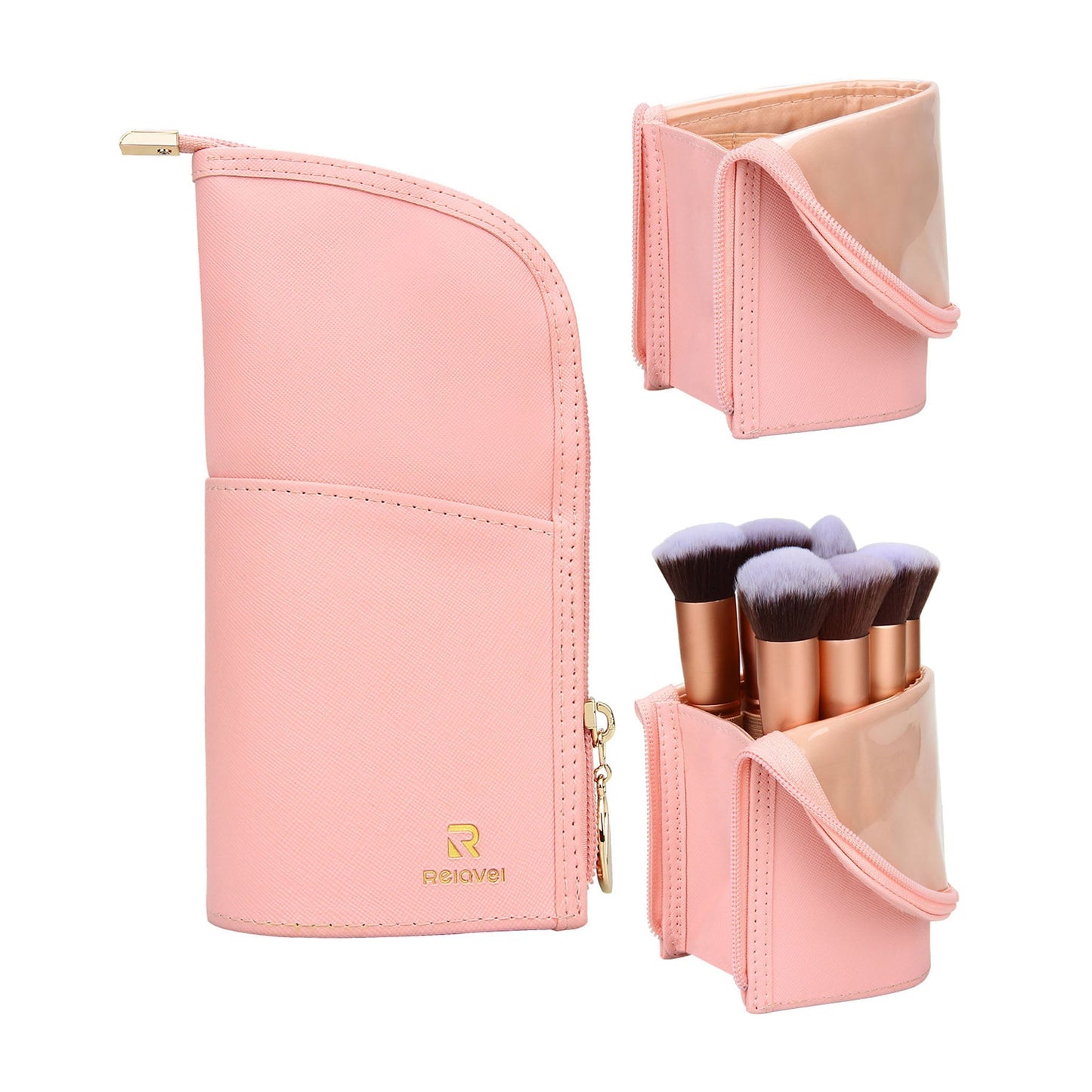 Rosafarbener Make-up-Pinselhalter