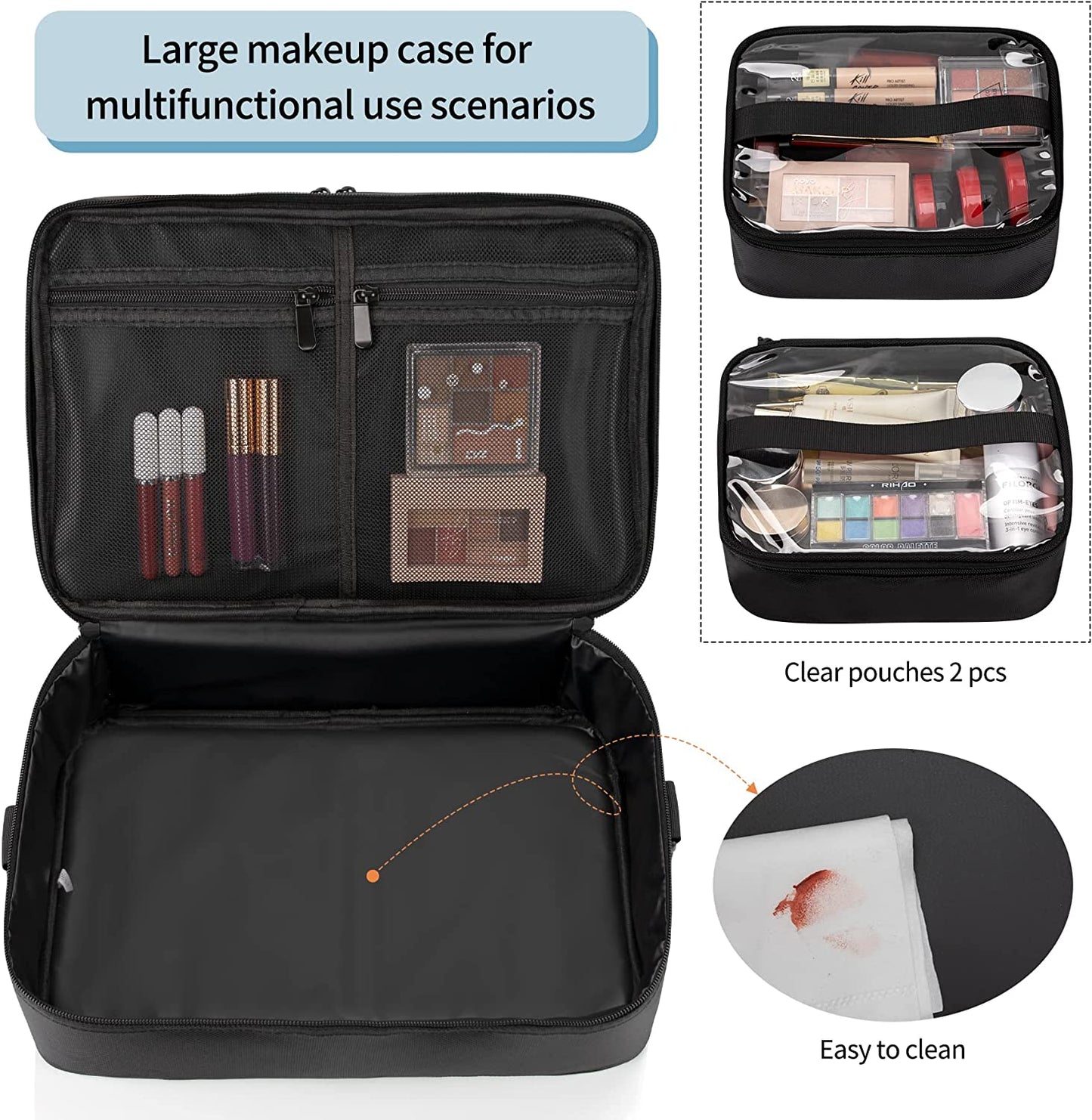 Professioneller doppelschichtiger großer Reise-Make-up-Koffer